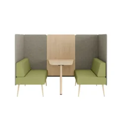 Espace de réunion 4 places Modul@ - l. 206 x h. 140 x pr. 130 cm - tissu N - pieds chêne vernis naturel - avec table