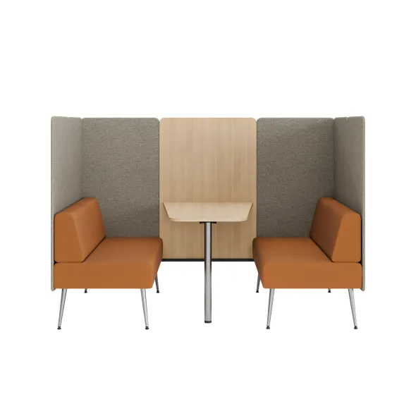 Espace de réunion 4 places Modul@ - l. 206 x h. 140 x pr. 130 cm - textile enduit - pieds métal - avec table