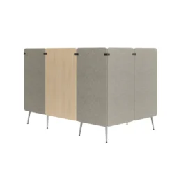 Espace de réunion 4 places Modul@ - l. 206 x h. 140 x pr. 130 cm - textile enduit - pieds métal - avec table