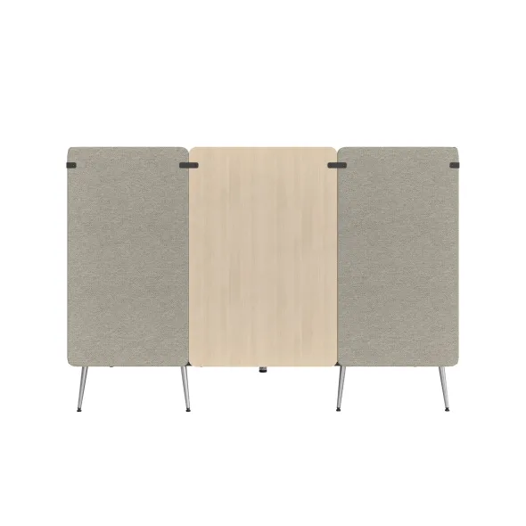 Espace de réunion 4 places Modul@ - l. 206 x h. 140 x pr. 130 cm - textile enduit - pieds métal - avec table