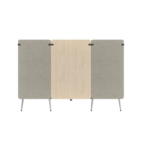 Espace de réunion 4 places Modul@ - l. 206 x h. 140 x pr. 130 cm - textile enduit - pieds métal + table électrifiée