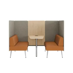 Espace de réunion 4 places Modul@ - l. 206 x h. 140 x pr. 130 cm - textile enduit - pieds métal + table électrifiée
