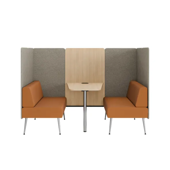 Espace de réunion 4 places Modul@ - l. 206 x h. 140 x pr. 130 cm - textile enduit - pieds métal + table électrifiée