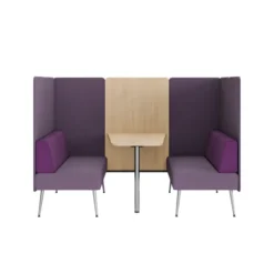 Espace de réunion 4 places Modul@ - l. 206 x h. 140 x pr. 130 cm - tissu D - pieds métal - avec table