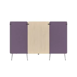 Espace de réunion 4 places Modul@ - l. 206 x h. 140 x pr. 130 cm - tissu D - pieds métal - avec table