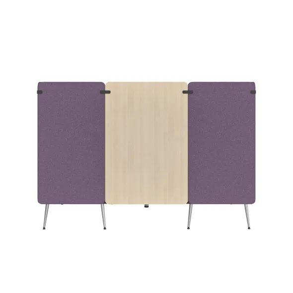 Espace de réunion 4 places Modul@ - l. 206 x h. 140 x pr. 130 cm - tissu D - pieds métal - avec table