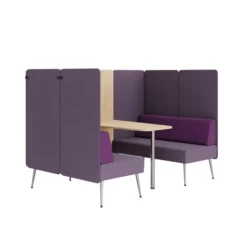 Espace de réunion 4 places Modul@ - l. 206 x h. 140 x pr. 130 cm - tissu D - pieds métal - avec table
