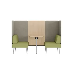 Espace de réunion 2 places Modul@ - l. 206 x h. 140 x pr. 66 cm - tissu N - pieds métal - avec table