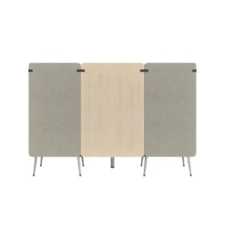 Espace de réunion 2 places Modul@ - l. 206 x h. 140 x pr. 66 cm - tissu N - pieds métal - avec table