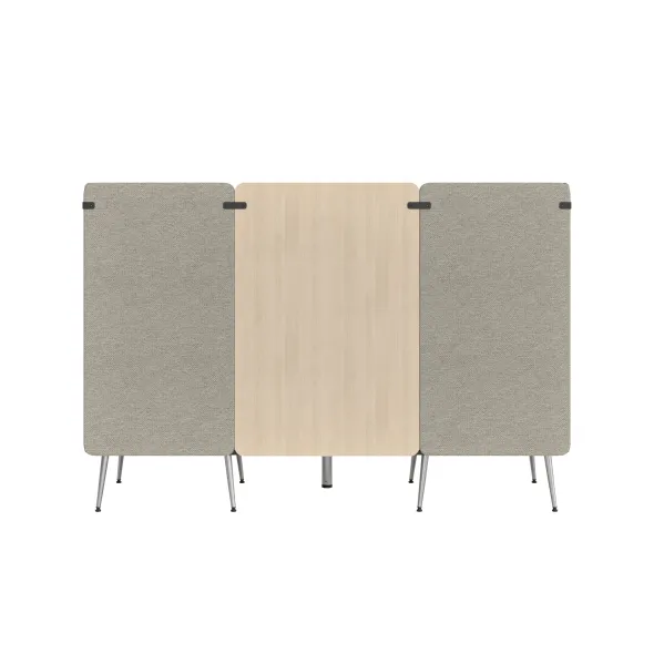 Espace de réunion 2 places Modul@ - l. 206 x h. 140 x pr. 66 cm - tissu N - pieds métal - avec table