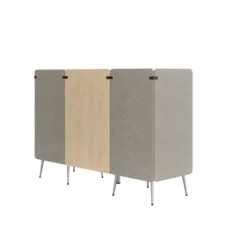 Espace de réunion 2 places Modul@ - l. 206 x h. 140 x pr. 66 cm - tissu N - pieds métal - avec table