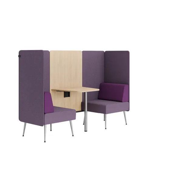 Espace de réunion 2 places Modul@ - l. 206 x h. 140 x pr. 66 cm - tissu D - pieds métal - avec table