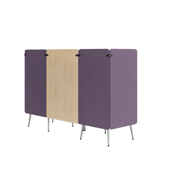 Espace de réunion 2 places Modul@ - l. 206 x h. 140 x pr. 66 cm - tissu D - pieds métal - avec table