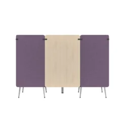 Espace de réunion 2 places Modul@ - l. 206 x h. 140 x pr. 66 cm - tissu D - pieds métal - avec table