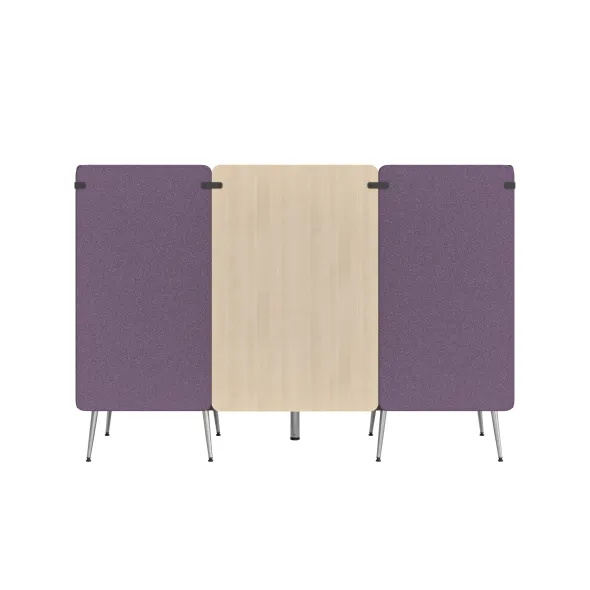 Espace de réunion 2 places Modul@ - l. 206 x h. 140 x pr. 66 cm - tissu D - pieds métal - avec table