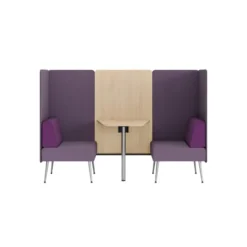 Espace de réunion 2 places Modul@ - l. 206 x h. 140 x pr. 66 cm - tissu D - pieds métal - avec table