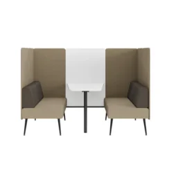 Espace de réunion 4 places Modul@ - l. 206 x h. 140 x pr. 130 cm - tissu V - pieds métal - avec table