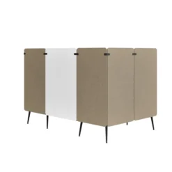 Espace de réunion 4 places Modul@ - l. 206 x h. 140 x pr. 130 cm - tissu V - pieds métal - avec table