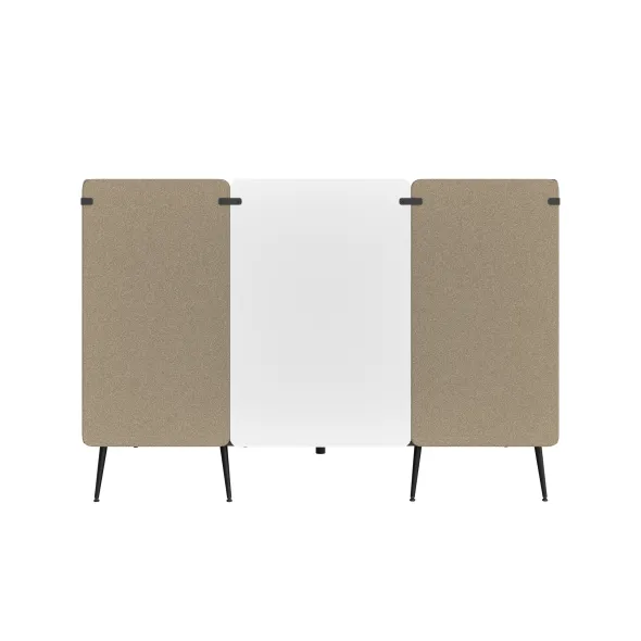 Espace de réunion 4 places Modul@ - l. 206 x h. 140 x pr. 130 cm - tissu V - pieds métal - avec table