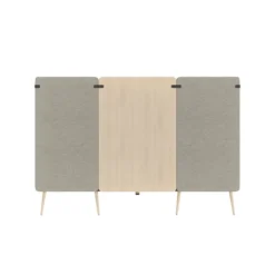 Espace de réunion 4 places Modul@ - l. 206 x h. 140 x pr. 130 cm - tissu N - pieds chêne vernis naturel -