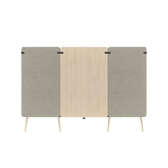 Espace de réunion 4 places Modul@ - l. 206 x h. 140 x pr. 130 cm - tissu N - pieds chêne vernis naturel -