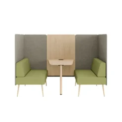 Espace de réunion 4 places Modul@ - l. 206 x h. 140 x pr. 130 cm - tissu N - pieds chêne vernis naturel -