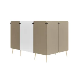 Espace de réunion 4 places Modul@ - l. 206 x h. 140 x pr. 130 cm - tissu V - pieds chêne vernis naturel -