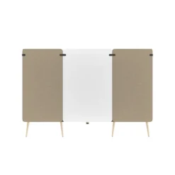 Espace de réunion 4 places Modul@ - l. 206 x h. 140 x pr. 130 cm - tissu V - pieds chêne vernis naturel -