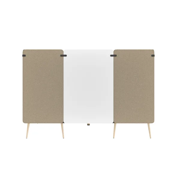 Espace de réunion 4 places Modul@ - l. 206 x h. 140 x pr. 130 cm - tissu V - pieds chêne vernis naturel -