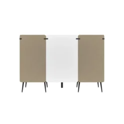 Espace de réunion 2 places Modul@ - l. 206 x h. 140 x pr. 66 cm - tissu V - pieds métal - avec table