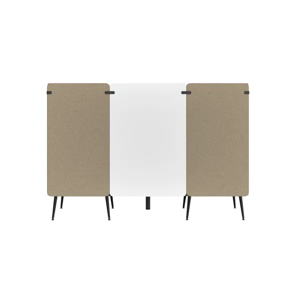 Espace de réunion 2 places Modul@ - l. 206 x h. 140 x pr. 66 cm - tissu V - pieds métal - avec table
