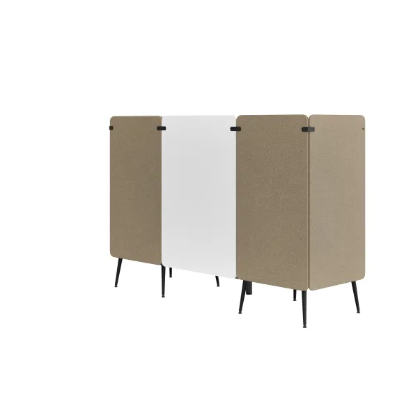 Espace de réunion 2 places Modul@ - l. 206 x h. 140 x pr. 66 cm - tissu V - pieds métal - avec table