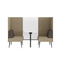 Espace de réunion 2 places Modul@ - l. 206 x h. 140 x pr. 66 cm - tissu V - pieds métal - avec table