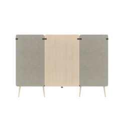 Espace de réunion 4 places Modul@ - l. 206 x h. 140 x pr. 130 cm - textile enduit - pieds chêne vernis naturel + table