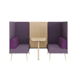 Espace de réunion 4 places Modul@ - l. 206 x h. 140 x pr. 130 cm - tissu D - pieds chêne vernis naturel - avec table