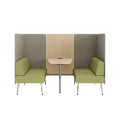 Espace de réunion 4 places Modul@ - l. 206 x h. 140 x pr. 130 cm - tissu N - pieds métal - avec table électrifiée