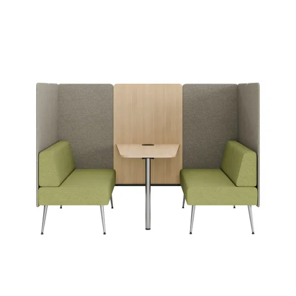 Espace de réunion 4 places Modul@ - l. 206 x h. 140 x pr. 130 cm - tissu N - pieds métal - avec table électrifiée