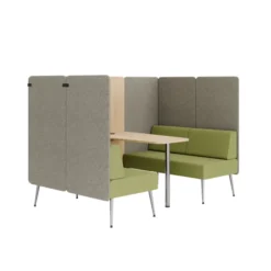 Espace de réunion 4 places Modul@ - l. 206 x h. 140 x pr. 130 cm - tissu N - pieds métal - avec table électrifiée