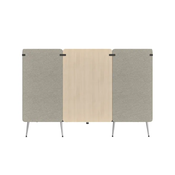 Espace de réunion 4 places Modul@ - l. 206 x h. 140 x pr. 130 cm - tissu N - pieds métal - avec table électrifiée