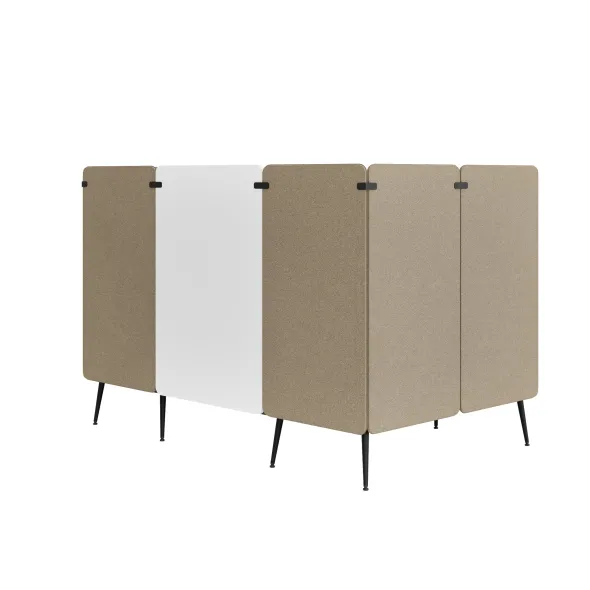 Espace de réunion 4 places Modul@ - l. 206 x h. 140 x pr. 130 cm - tissu V - pieds métal - avec table électrifiée