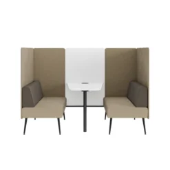 Espace de réunion 4 places Modul@ - l. 206 x h. 140 x pr. 130 cm - tissu V - pieds métal - avec table électrifiée