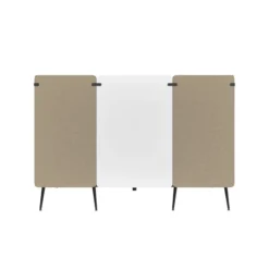 Espace de réunion 4 places Modul@ - l. 206 x h. 140 x pr. 130 cm - tissu V - pieds métal - avec table électrifiée