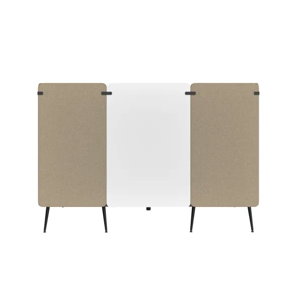 Espace de réunion 4 places Modul@ - l. 206 x h. 140 x pr. 130 cm - tissu V - pieds métal - avec table électrifiée
