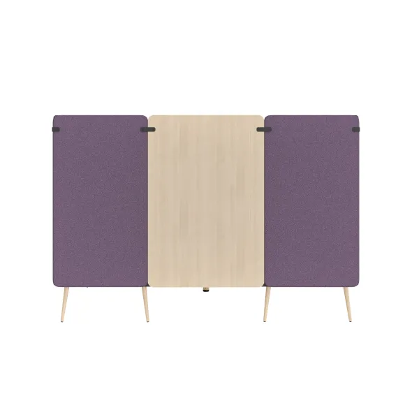 Espace de réunion 4 places Modul@ - l. 206 x h. 140 x pr. 130 cm - tissu D - pieds chêne vernis naturel -