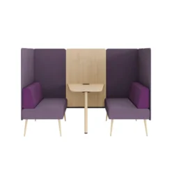 Espace de réunion 4 places Modul@ - l. 206 x h. 140 x pr. 130 cm - tissu D - pieds chêne vernis naturel -