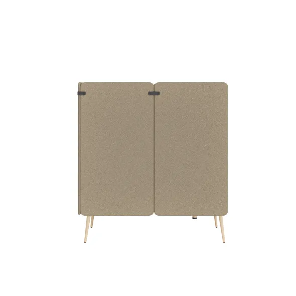 Espace de réunion 4 places Modul@ - l. 206 x h. 140 x pr. 130 cm - tissu V - pieds chêne vernis naturel - avec table