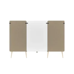 Espace de réunion 4 places Modul@ - l. 206 x h. 140 x pr. 130 cm - tissu V - pieds chêne vernis naturel - avec table
