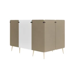 Espace de réunion 4 places Modul@ - l. 206 x h. 140 x pr. 130 cm - tissu V - pieds chêne vernis naturel - avec table