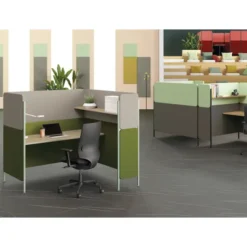 Espace de travail 1 place En Aparté - plan de travail + étagère - l. 164,4 x h.150 x pr. 164,4 cm