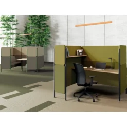 Espace de travail 1 place En Aparté - plan de travail + étagère - l. 164,4 x h.150 x pr. 164,4 cm